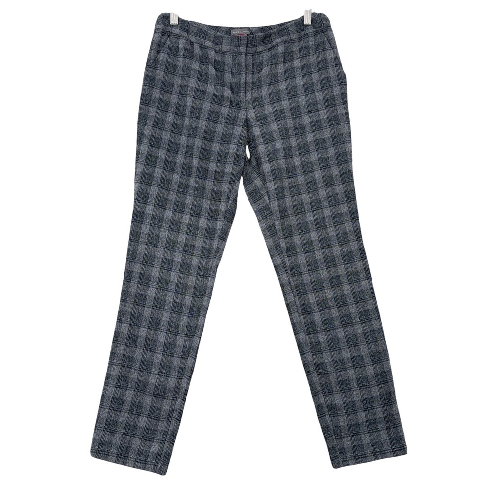 Vince Camuto Women Grey Plaid Slim Leg Dress Pants Size 4 Career Office Trousers